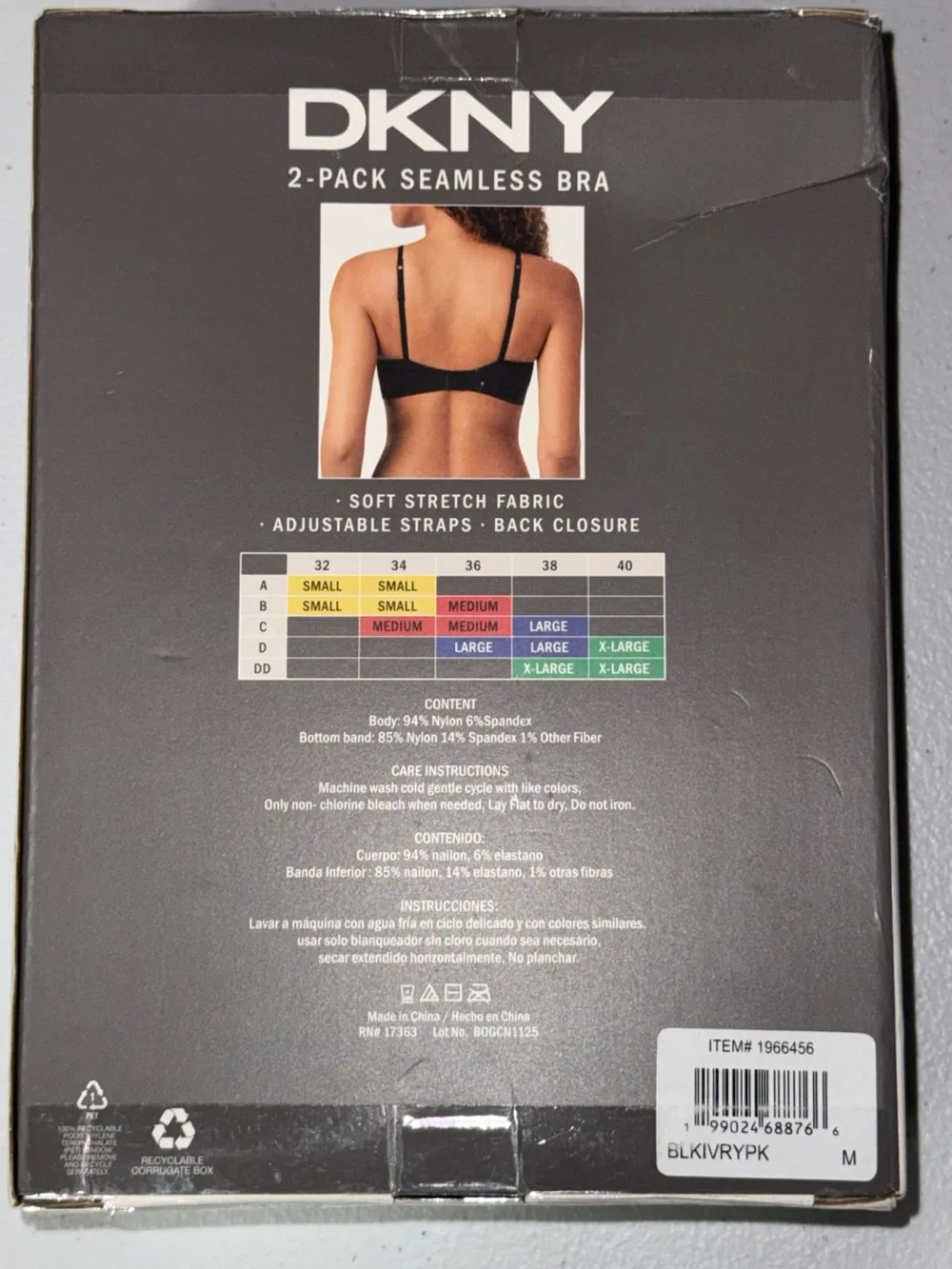 DKNY 2-Pack Seamless Bras Size Medium Black & White Soft Stretch NWT